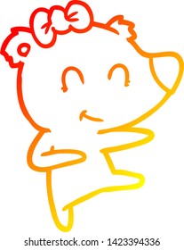 warm gradient line drawing of a female bear cartoon
