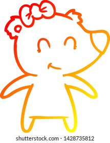 warm gradient line drawing of a female bear cartoon
