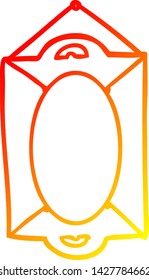 warm gradient line drawing of a framed old mirror