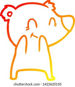 warm gradient line drawing of a friendly bear cartoon
