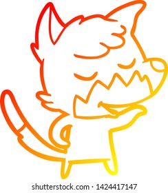 warm gradient line drawing of a friendly cartoon fox