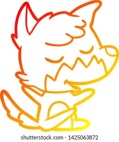 warm gradient line drawing of a friendly cartoon fox
