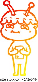 desenho de linha gradiente quente de um homem de desenhos animados amigável