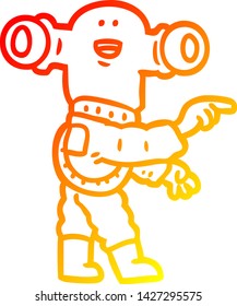 desenho de linha gradiente quente de um desenho animado amigável