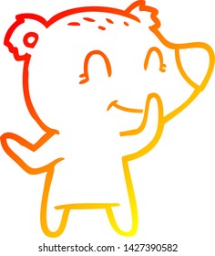 warm gradient line drawing of a friendly bear cartoon