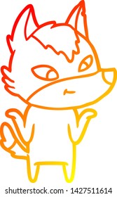 warm gradient line drawing of a friendly cartoon wolf