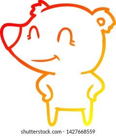 warm gradient line drawing of a friendly bear with hands on hips