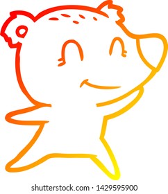 warm gradient line drawing of a friendly bear cartoon