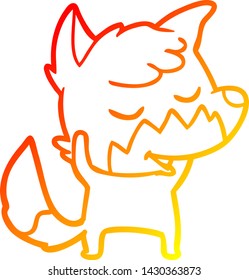 warm gradient line drawing of a friendly cartoon fox