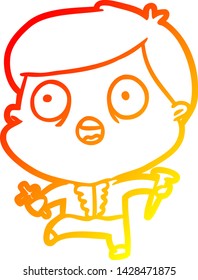 warm gradient line drawing of a frightened man hunting halloween vampires