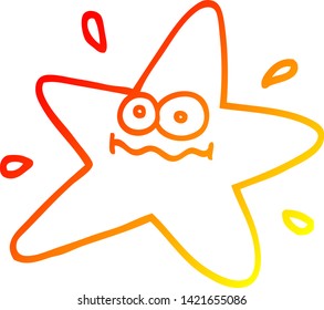 warm gradient line drawing of a funny cartoon star