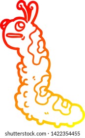 warm gradient line drawing of a funny cartoon caterpillar