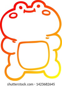 warm gradient line drawing of a funny cartoon frog