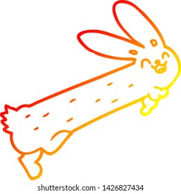 warme Farbverlauf-Linienzeichnung eines lustigen Cartoon Kaninchen