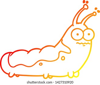 warm gradient line drawing of a funny cartoon caterpillar