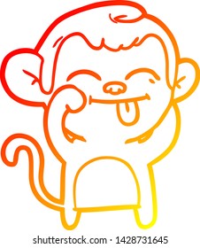 warm gradient line drawing of a funny cartoon monkey
