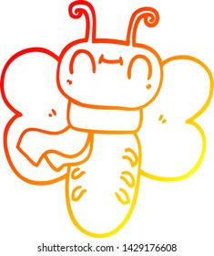 warme Farbverlauf-Linienzeichnung eines lustigen Cartoon-Schmetterling