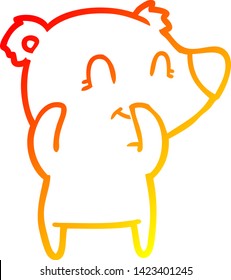 warm gradient line drawing of a giggling polar bear cartoon