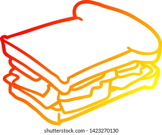 warm gradient line drawing of a ham cheese tomato sandwich