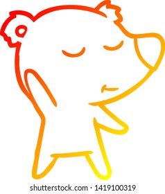 dibujo de línea de gradiente cálido de un oso polar de dibujos animados