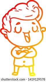 warm gradient line drawing of a happy cartoon man
