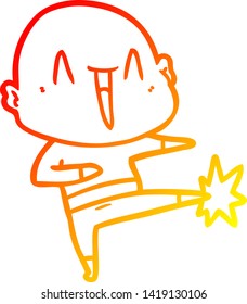 dibujo de línea de gradiente cálido de un hombre calvo de dibujos animados