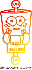 warm gradient line drawing of a happy cartoon robot