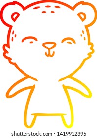 warm gradient line drawing of a happy cartoon bear