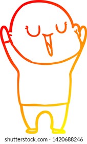 warm gradient line drawing of a happy cartoon bald man