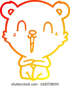 warm gradient line drawing of a happy cartoon polar bear