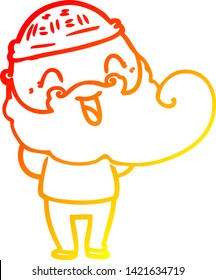 warm gradient line drawing of a happy bearded man