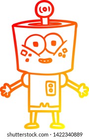 warm gradient line drawing of a happy cartoon robot