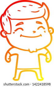 warm gradient line drawing of a happy cartoon man