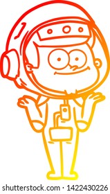 warm gradient line drawing of a happy astronaut cartoon