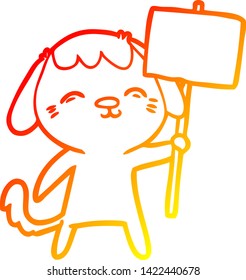 warm gradient line drawing of a happy cartoon dog