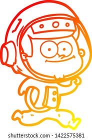 warm gradient line drawing of a happy astronaut cartoon