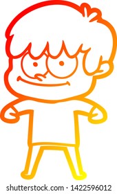 warm gradient line drawing of a happy cartoon man