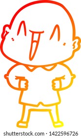 dibujo de línea de gradiente cálido de un hombre calvo de dibujos animados