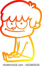 warm gradient line drawing of a happy cartoon man