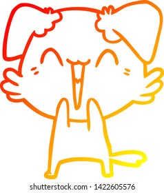 warm gradient line drawing of a happy little dog cartoon