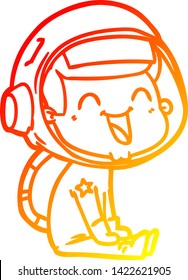 warm gradient line drawing of a happy cartoon astronaut