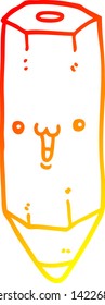 warm gradient line drawing of a happy cartoon pencil
