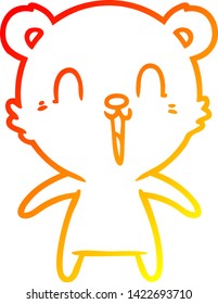 warm gradient line drawing of a happy laughing cartoon bear