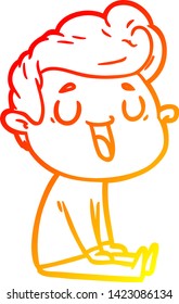 warm gradient line drawing of a happy cartoon man