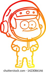 warm gradient line drawing of a happy astronaut cartoon