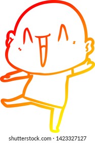 warm gradient line drawing of a happy cartoon bald man