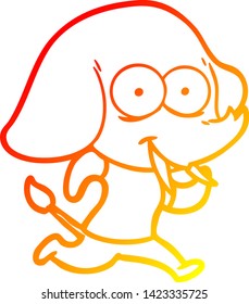 warm gradient line drawing of a happy cartoon elephant