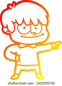 dibujo de línea de gradiente cálido de un hombre de caricatura feliz
