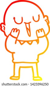 dibujo de línea de gradiente cálido de un hombre calvo de dibujos animados