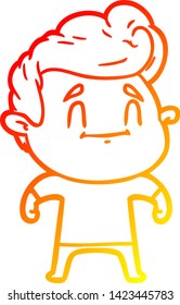 warm gradient line drawing of a happy cartoon man